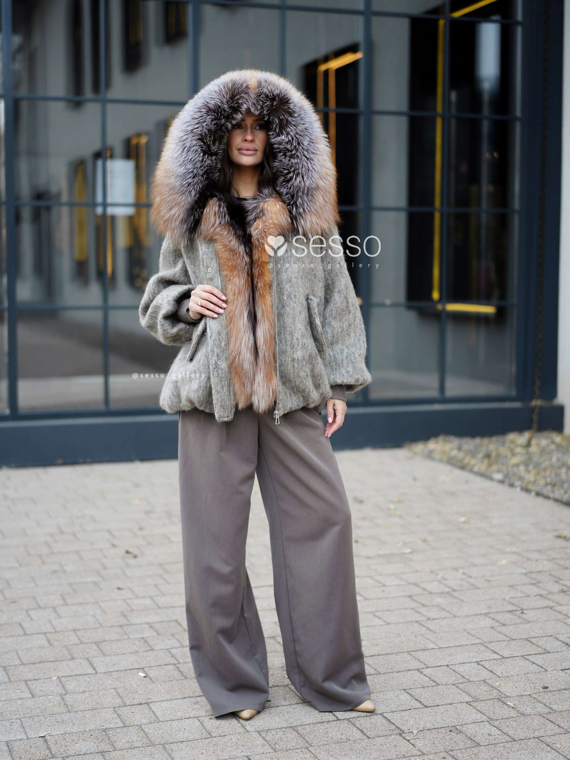 Парка шерстяная Carolina, серый