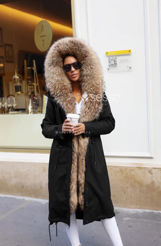 Парка Katrin черная удлиненная